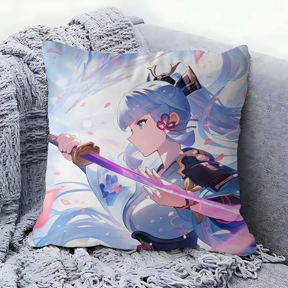 

GAME Characters Kamisato Ayaka Pillow Cover For Bedroom Room And Living Room Sofa Decorative Cushion Cover 12x12Inch