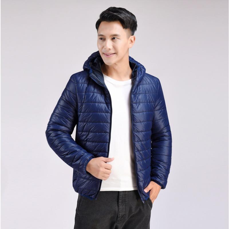 New Men's Light and Fashionable Cotton Clothes Men's Winter Korean Version Slim-fit Hooded Solid-color Warm Cotton-padded Coat Men's