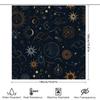 Gothic Astral Shower Curtain with Golden Constellation Sun Moon Eye Design for Bathroom Decor Navy Blue White Sun Moon Bathroom