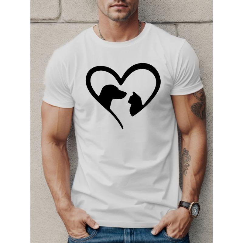 European Size Cats And Dogs Men's Short Sleeve T-shirt Summer T-shirt Top
