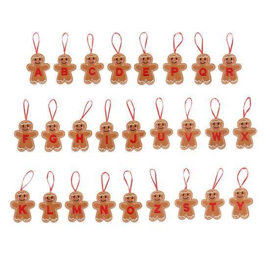 Gingerbread Man Ornaments Initial Alphabet Monogram Gingerbread Hanging Ornament Family Name Letter Xmas Tree Decor