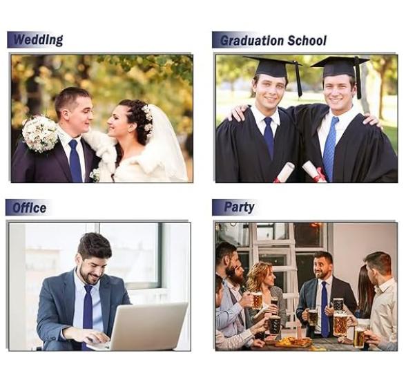[BetterJonny] [Set of 5] One-touch ties, approximately 48cm long, adjustable men's ties with zippers, 3-second fastening, no tying required, easy