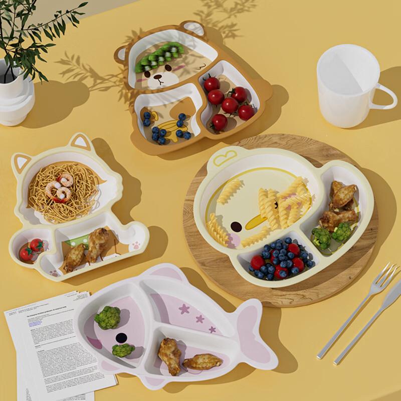 SHALL Kids Panda Divided Melamine Plate with Spoon