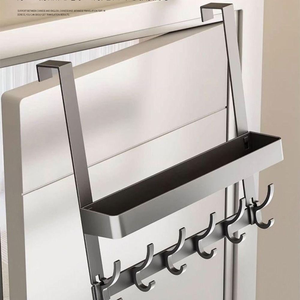 Strong Load-bearing Door Rear Storage Rack 5/6/7 Hooks No Drill Clothes Hanging Holder Waterproof Easy To Install