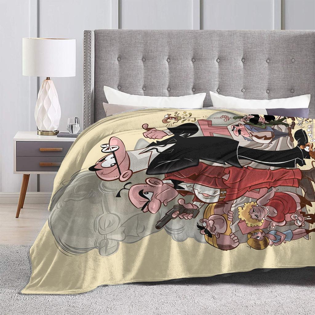 Mort & Phil Mortadelo y Filemón Blanket  Warm Soft Novelty  For Living Room Airplane Travel Flannel Bedspread Bed Cover