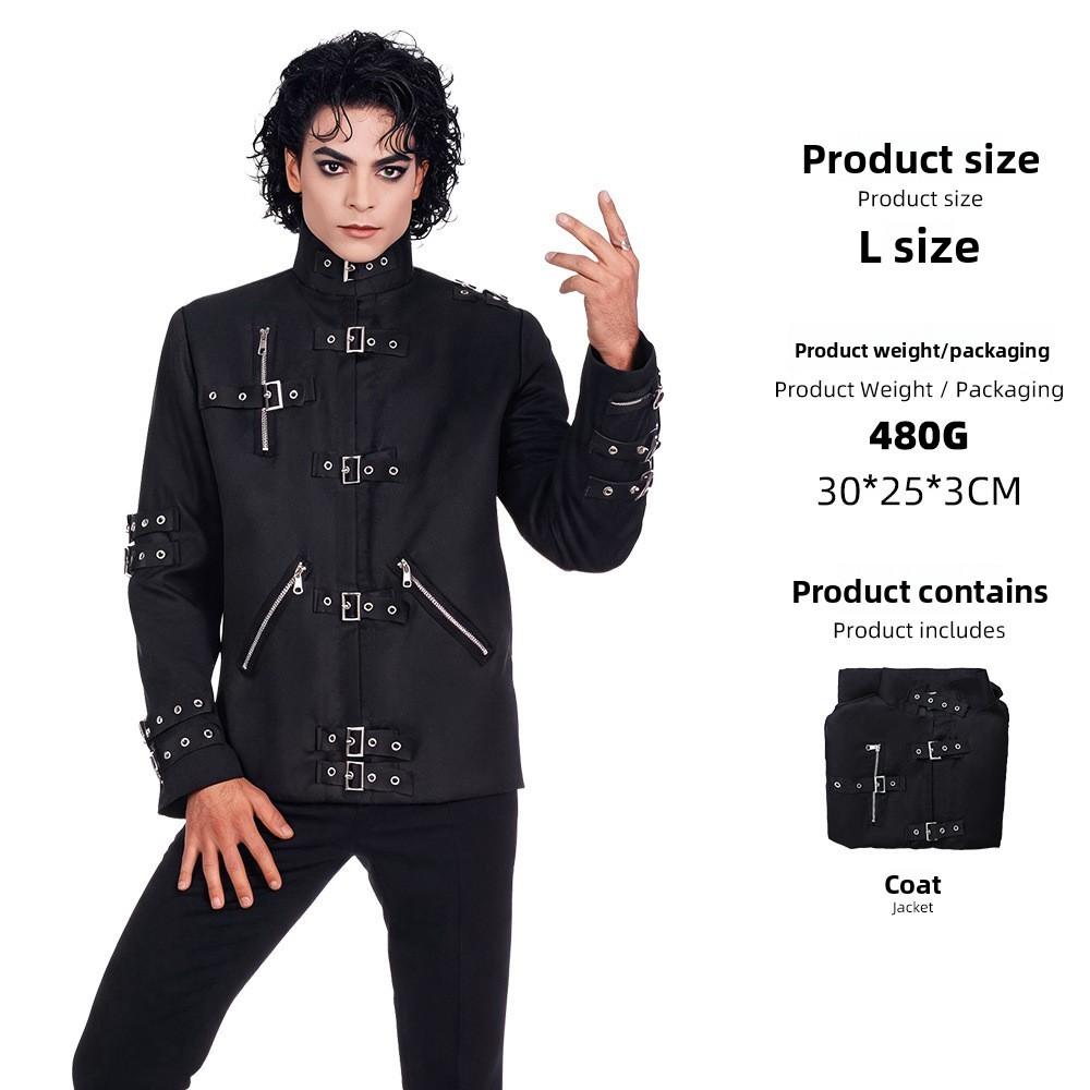 Michael Jackson Dark Style Performance Jacket With Polyester Material For Stage And Party Wear