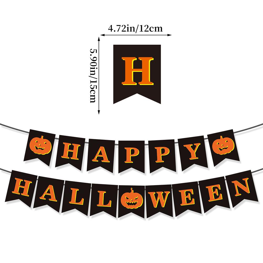 Happy Halloween Banner Ghost and Pumpkin Bunting Pennant Flag Photo Home Porch Atmosphere Party Decor Supplies