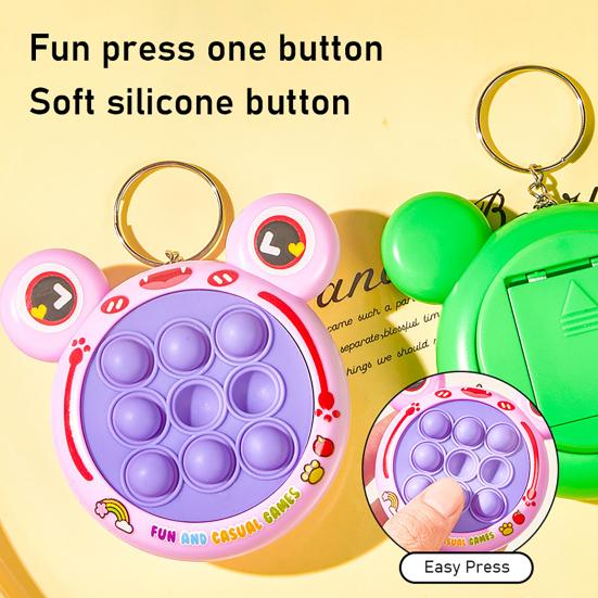 Mini Push Bubble Game Console Stress Relief Bubble Popping Game Machine Keychain Silicone Bubble Squeeze Sensory Fidget Toy