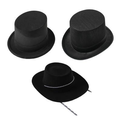 Black Flat Top Hat Magician Panama Hat Musical Festival Hat Adult Headdress