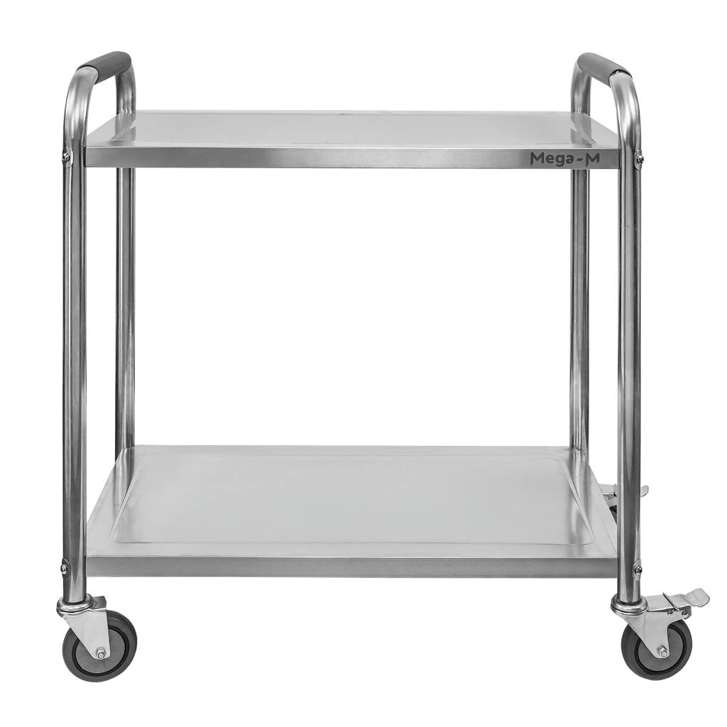 Stainless steel 2-shelf Mega-M STANDARD serving trolley W-85 cm D-45 cm H-90 cm N