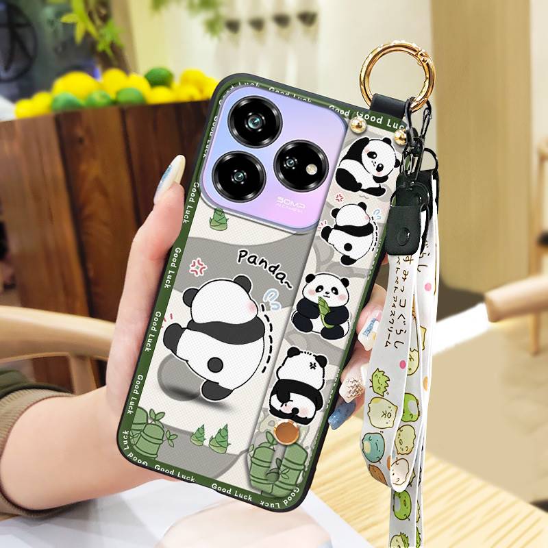 Silicone Wristband Phone Case For ZTE Blade V60 Design/Axon 60 Lite Protective Fashion Design Durable Phone Holder Panda
