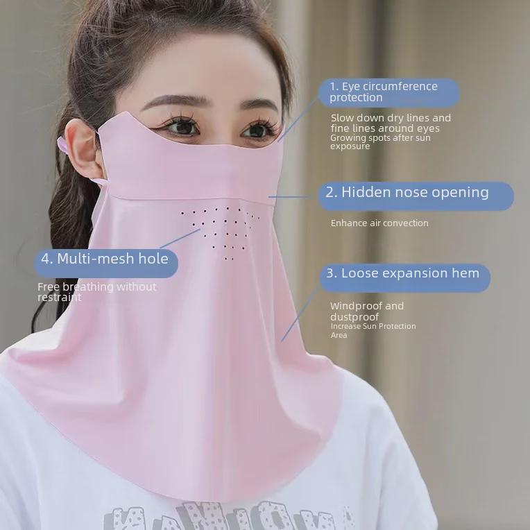 Women's UV Protection Ice-Thin Breathable Sunscreen Face and Neck Mask for Cycling & Driving