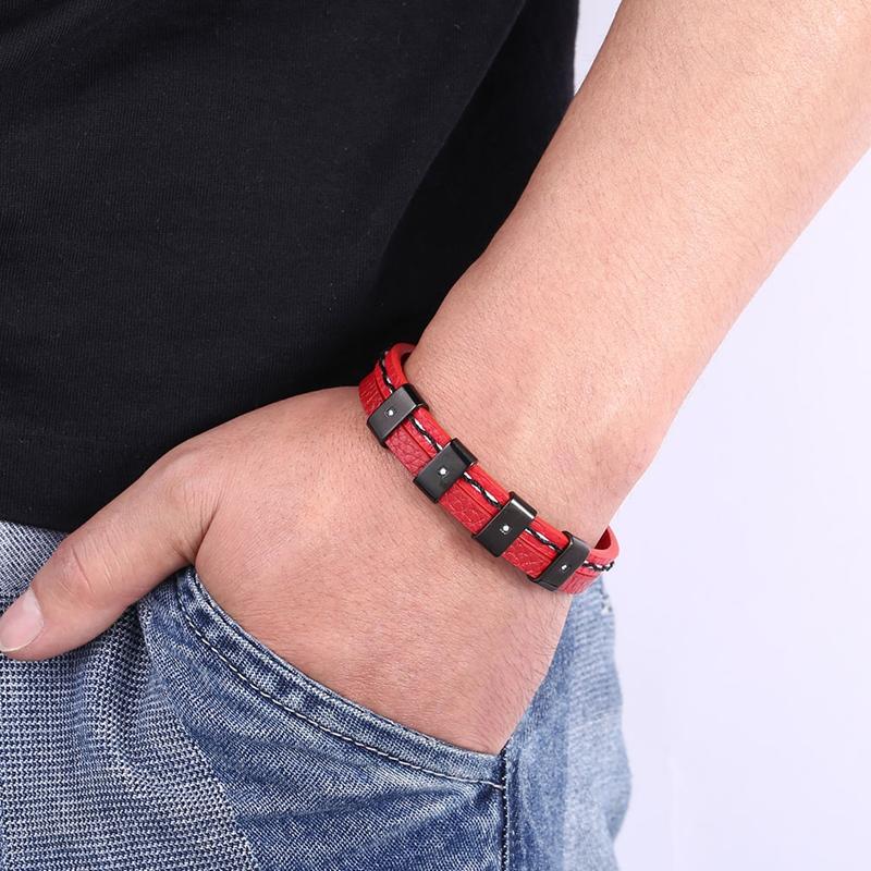 Luxury Men Bracelet Leather Stainless Steel Bangles Charm Accessories Fashion Men's Jewelry Boyfriend Gift