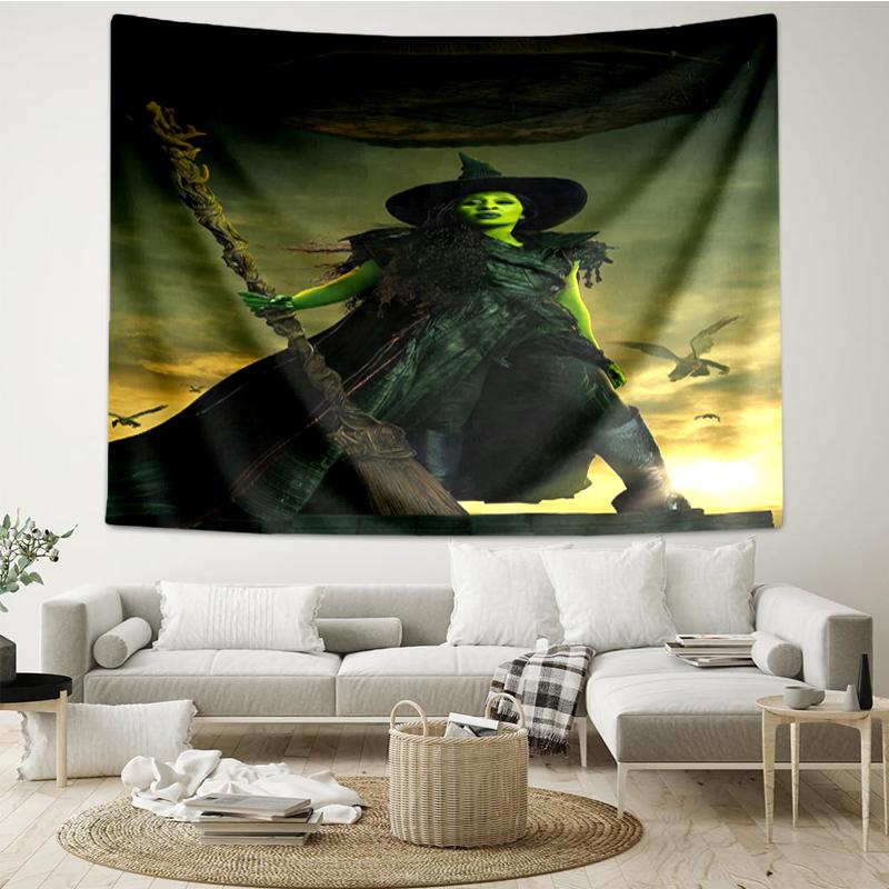 Wicked Print Tapestry, Backdrop, Easy Setup, Ideal for Bedroom, Office & Living Room, with Aesthetic Wall Hanging Decor.