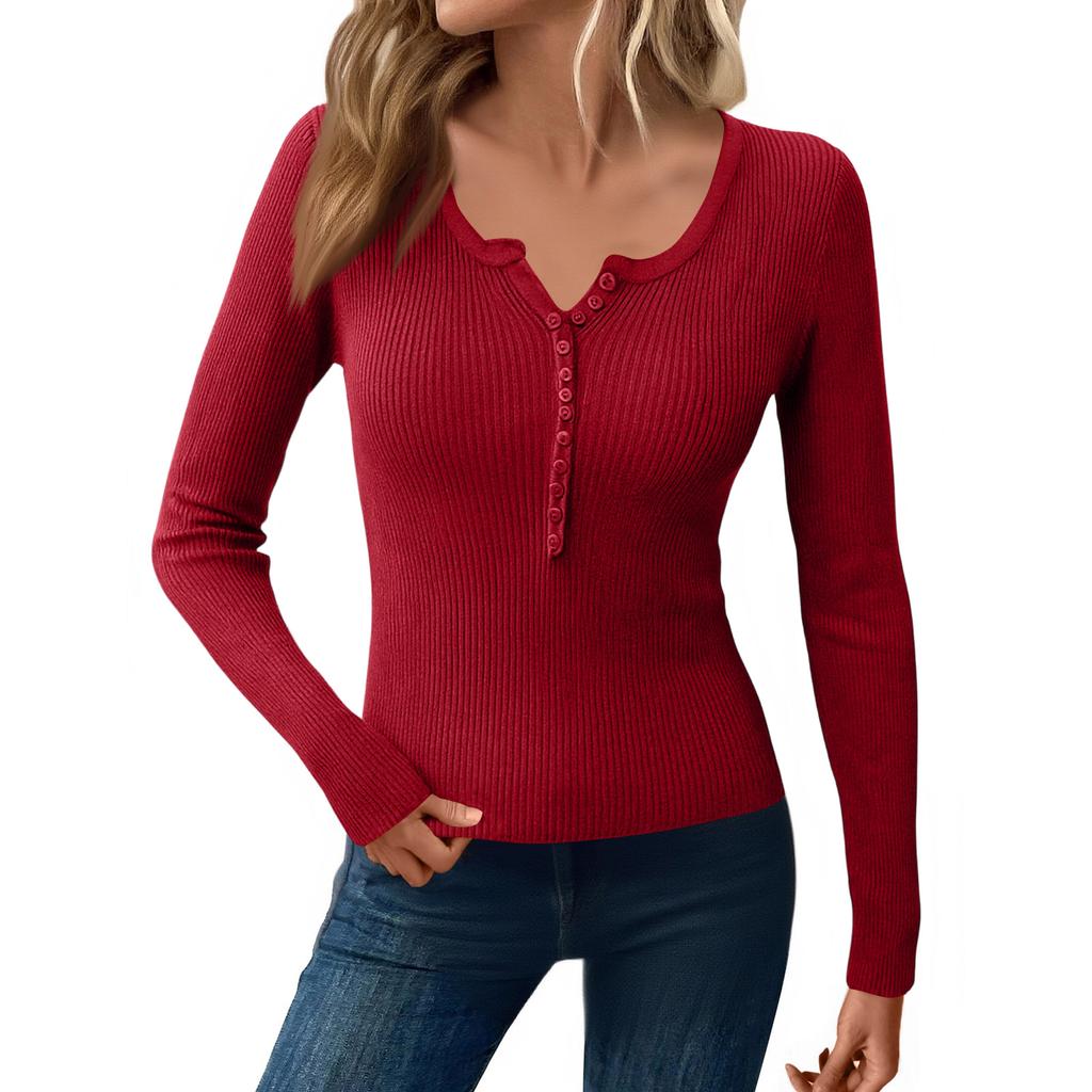 Women Fashion Solid Color Undershirt Long Sleeves Sweater T-shirt Tops