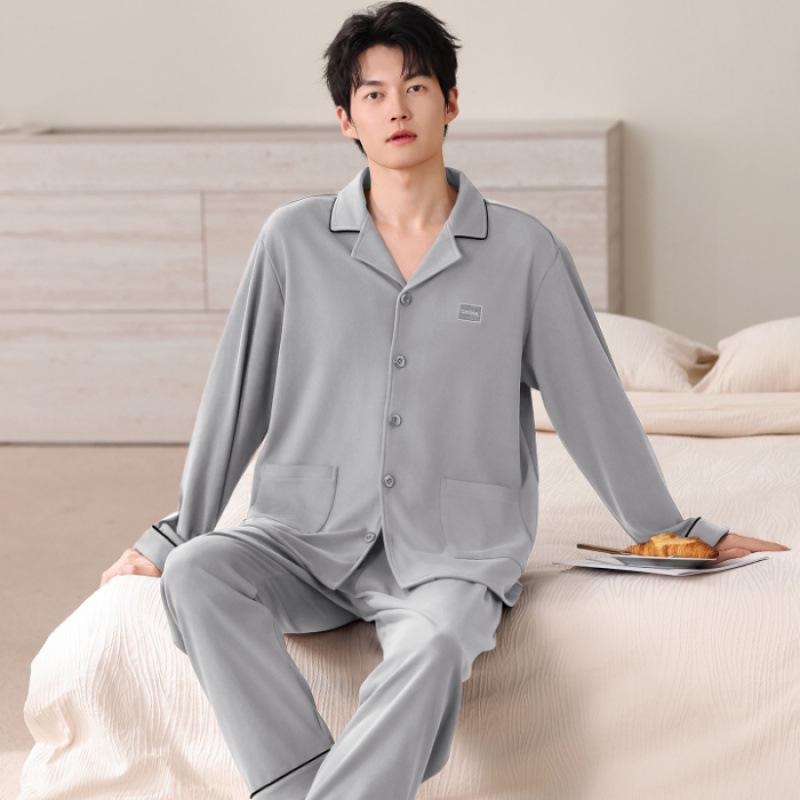 

De Velvet Men s Fleece-Lined Cardigan Pajamas - Non-Shedding, Thick, and Soft Winter Loungewear. XL