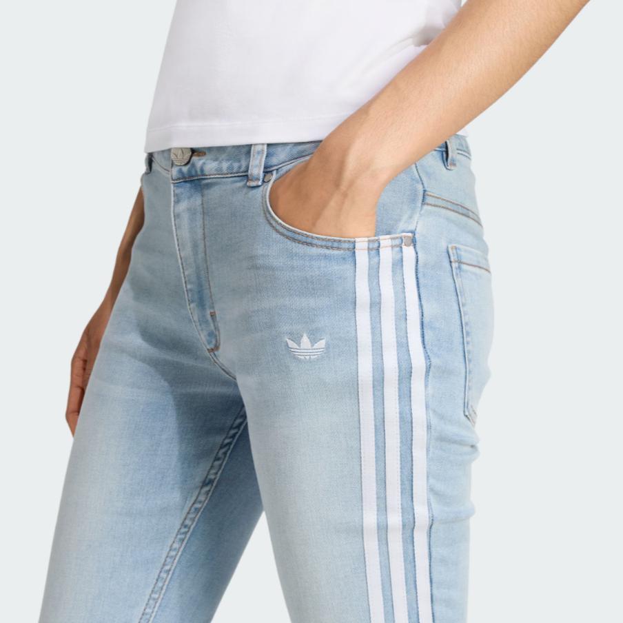 adidas Originals Adilenium Ss25 Teamgeist Lr Denim Joggers Slim Fit Sports Flared Jeans Women Joggers KE9801