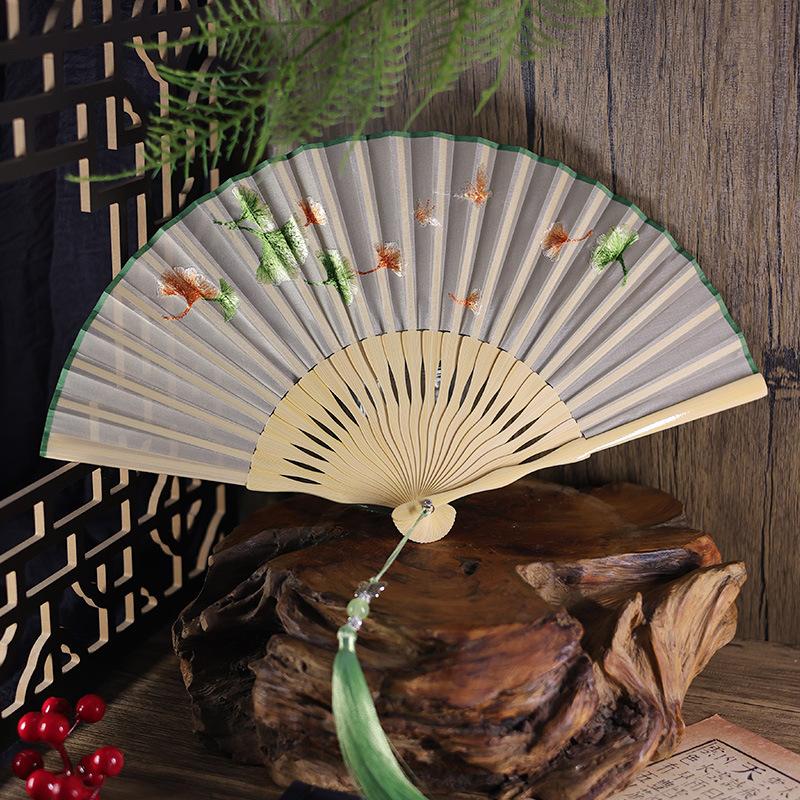 Chinese Style Embroidery Fan Hanfu Cheongsam Show Folding Fan Dance Performance Fan Kungfu Qipao Matching Beautiful Women Fan