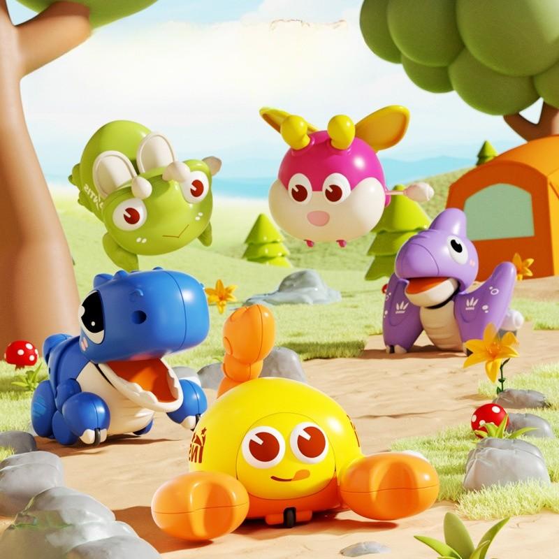 Dinosaur Toy For Babies With Chaindriven Push And Crawl Learning For Toddler Development