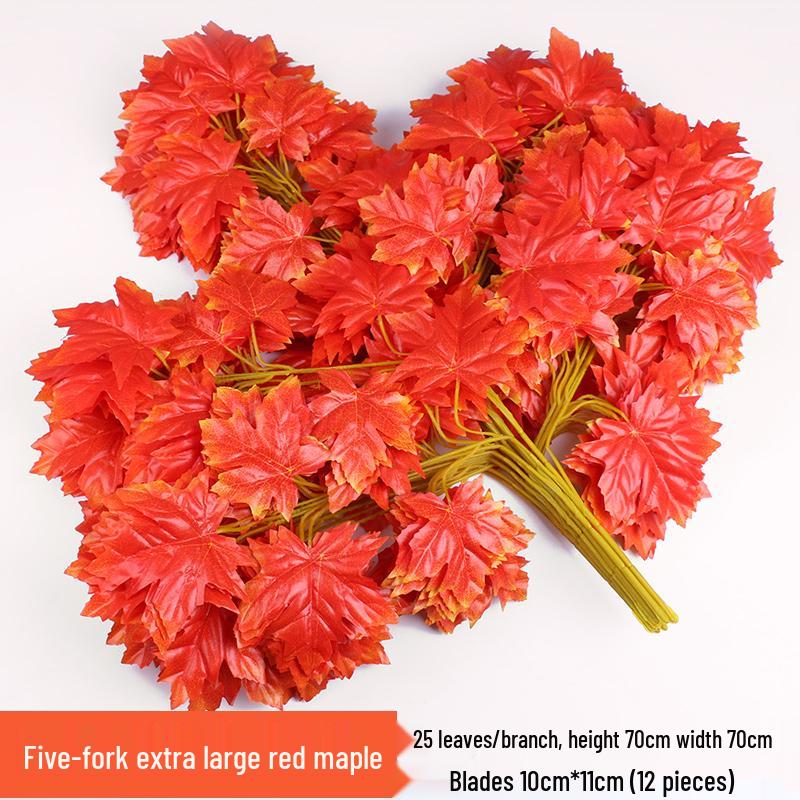 Artificial Red Maple Leaves for Indoor/Outdoor Decor and Landscaping