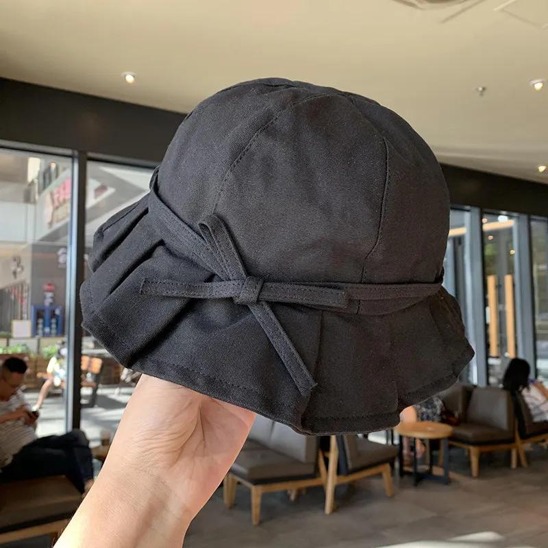 Women's Summer Fisherman's Hat Solid Color Cute Korean Versatile Japanese Sun Hat Sunshade Sweet Cute Bow Hat Trend Gifts