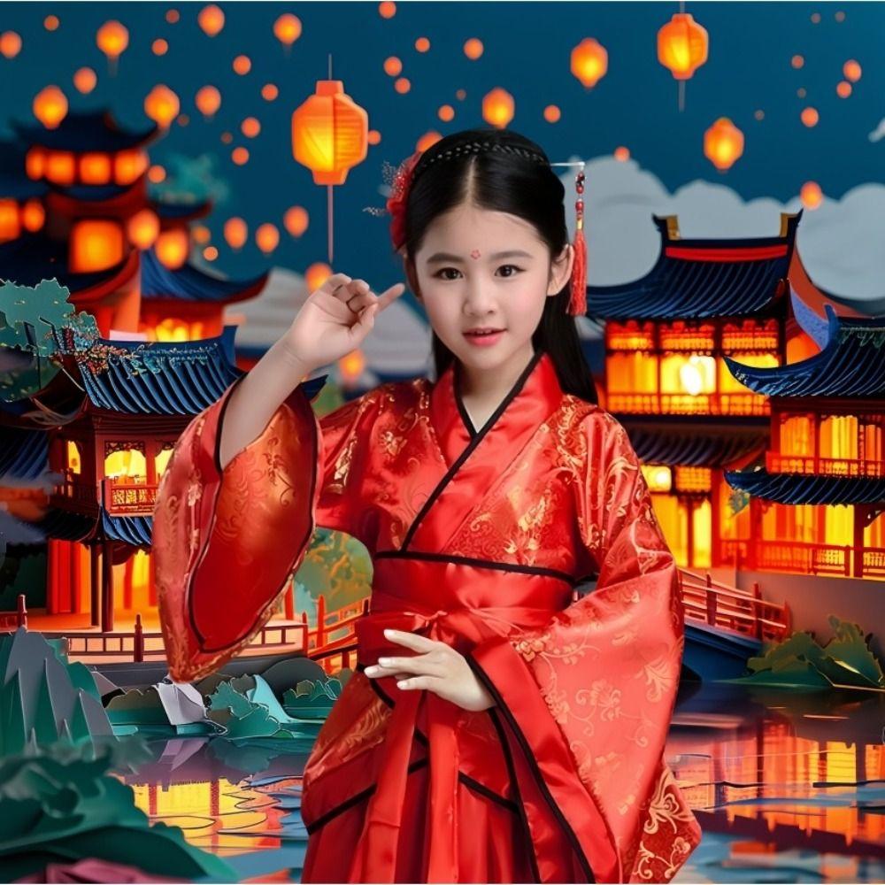 Silk Robe Hanfu Dress Ethnic Chinese Traditional Clothes Fashion Chinese Style Clothes Girls