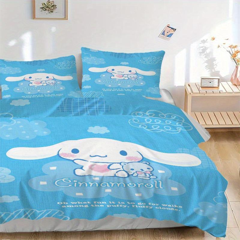 

3pcs Blue Cinnamoroll & Bear Ideas Bedding Set - Includes Quilt Cover and Pillowcases, Suitable for All Seasons, Machine Washable - Ideal Gi 135x200cm