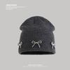 Korean Niche Hat Women's Bow Knitted Woolen Hat Autumn and Winter High End Cold Hat Warm and Versatile Ear Protection Hat Trend