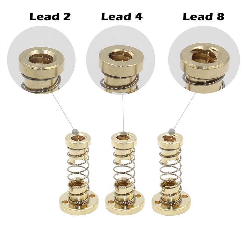 1/2/4pcs Anti-Backlash Nut TR8 Trapezoidal Lead Screw, 8mm Shaft Pitch 2mm 2/4mm Lead Linear Drive 3D Printing Components