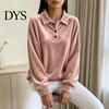Lady Pullover Shirt Women Velvet Shirt, 3-Button Collared Casual Blouse, Solid Color Loose Long Sleeve Top for Daily Wear Work