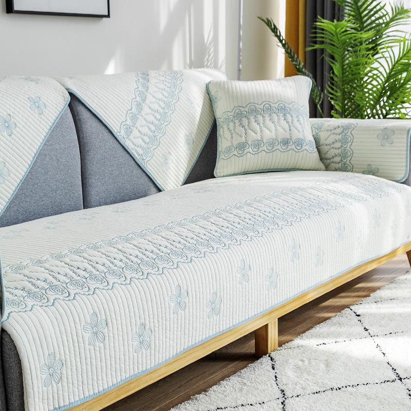 All Cotton Sofa Cushion Four Seasons Simple Cloth Fashion Pure Cotton Cushion Universal Living Room Backrest Towel Sofa Cover Full Covered