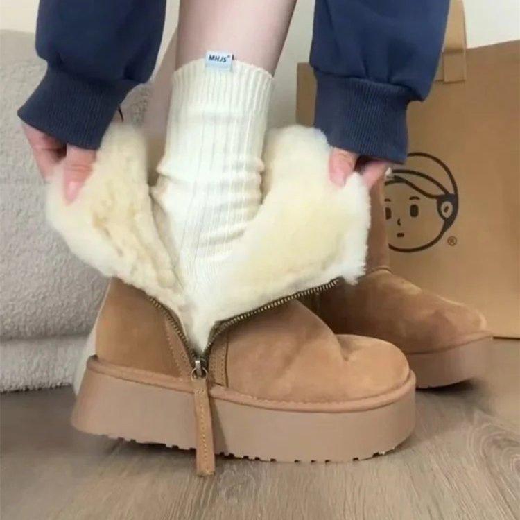 Women's soft elastic thick soles heightening winter warm cold padded snow boots non-slip wear-resistant outdoor leisure sports cotton boots