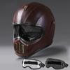 Tokyo Style Motorcycle Black Leather Full Face Retro Helmet Motorcycle Casco Moto Japan TT Helmets Fiberglass With Visor