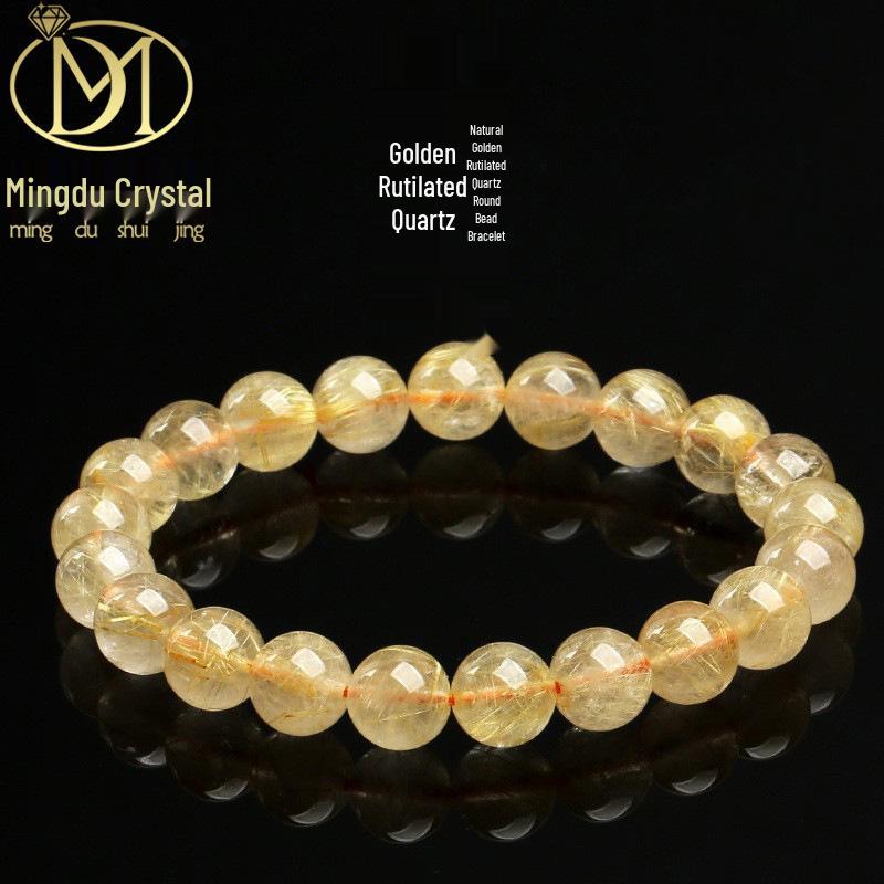Golden Rutilated Quartz Crystal Beads for DIY Jewelry Accessories
