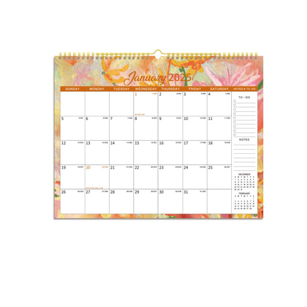 2025 Wall Calendar 12Months Hanging Calendar with Large Writing Blocks Suitable for Daily Monthly Daily Planner To Do List Agenda Schedule   P