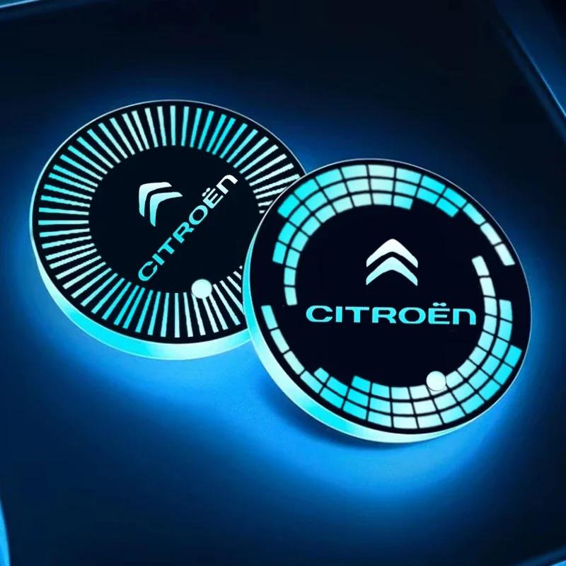 LED Car Interior Cup Holder Mat Coaster Light Drinks Pad for Citroen C2 C3 C5 C8 Berlingo Xsara DS3 DS4 DS5 Auto Accessories