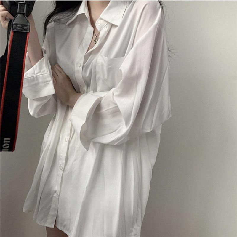 Long Sleeve Button Down Lapel Collar Blouse Top Women Lightweight Work Office Shirts for Women Solid Color Loose Top