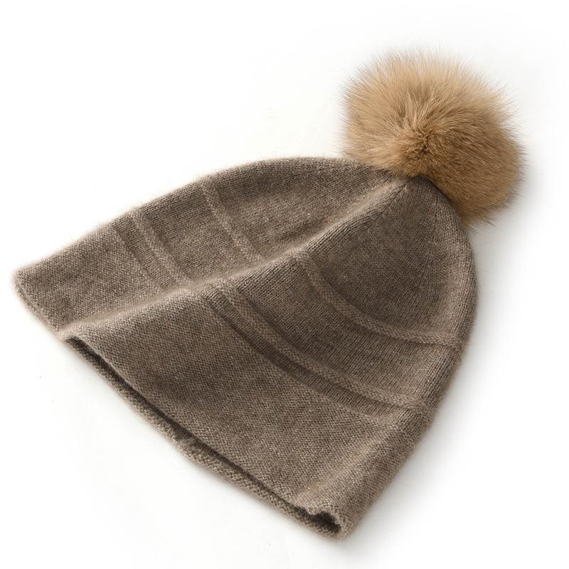 Soft Cashmere Autumn and Winter New Style Women's Fashion Casual Ear Protection Ball Ball Pile Hat Fashionable Knitted Hat