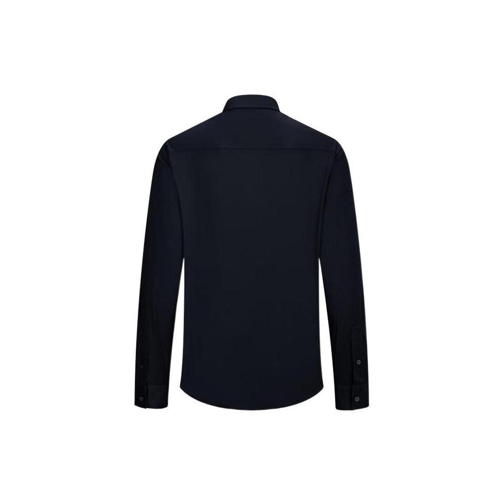 Armani Exchange Solid Color Single-Breasted Long Sleeve Shirt Men Shirts Navy 6LZCL6-ZNWNZ-1583