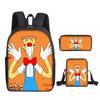 Mode Nouveauté Luxe tour à pizza Impression 3D 3 pièces/Ensemble élève Sacs d'école Sac à dos pour ordinateur portable Sac à dos Sac à bandoulière incliné Trousse à crayons