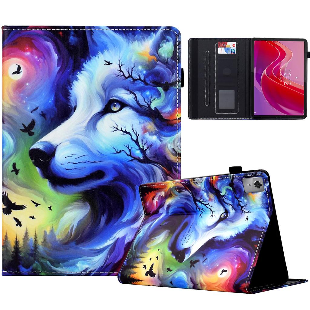 Pre puzdro Lenovo Tab M11/Xiaoxin Pad 11 2024 s potlačou vzoru, držiakom na karty, kožené puzdro so stojanom na tablet