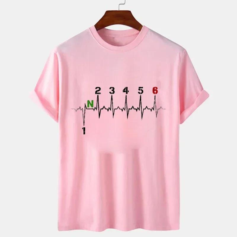 Men Brand T-shirts Motorcycle Gear Shift Heartbeat Ekg Pulse Print T Shirt Men Teeshirt Tshirt Short Sleeve T Shirts Men