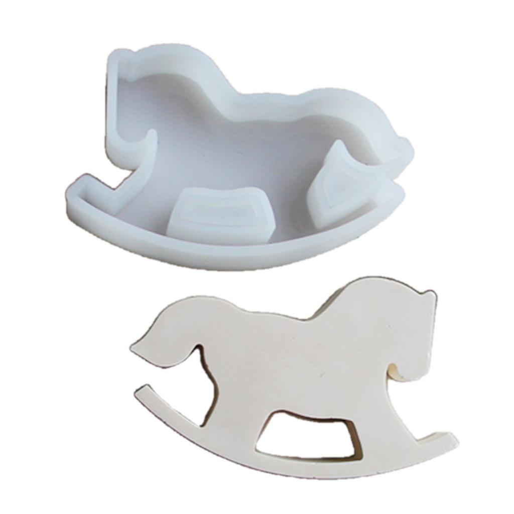 Silicone Mould Rocking Horse Resin Molds Lovely Animal Castings Molds Ornament Plasters Molds for Table Decorations