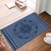 Tapete de Porta Interno Bússola Náutica - 20"x31.5", Tapete de Boas-Vindas Antiderrapante para Pátio, Tapete Azul Marinho Listrado Bússola Costeira para Entrada, Perfil Baixo
