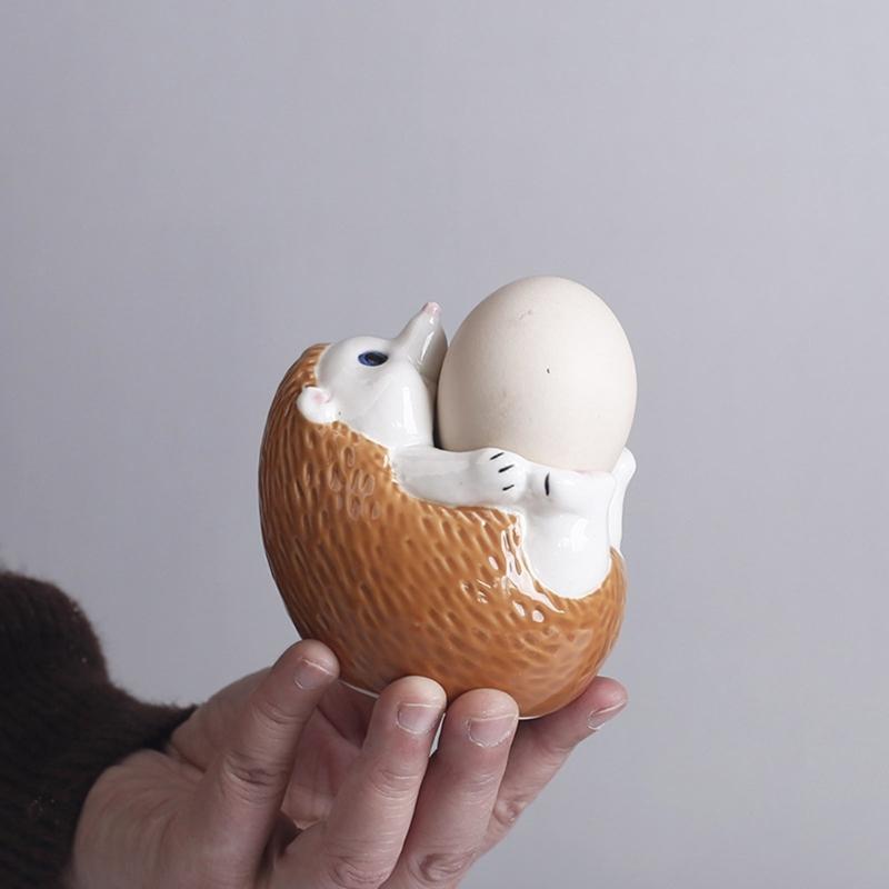 Ceramic Hedgehog Shape Eggs Holder Cup For Breakfast Fun Family Moment Multifunction Succulents Pot Bonsais Planter