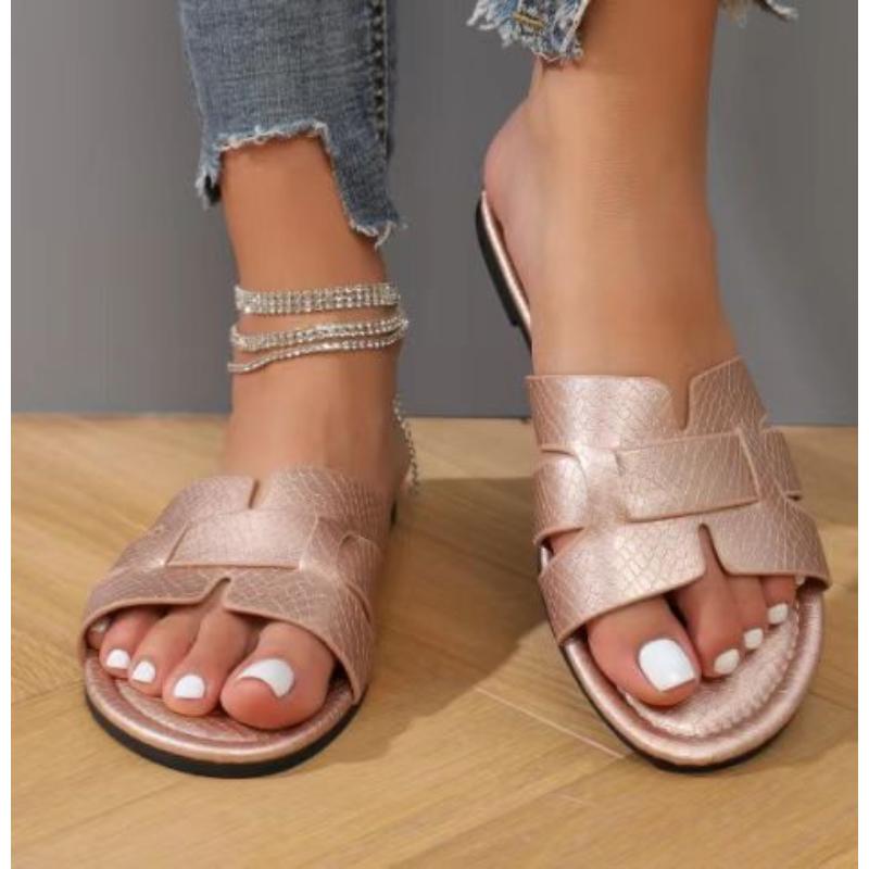 Große flache Sandalen für den Sommer, verschleißfeste Hausschuhe, bonbonfarbene Hausschuhe