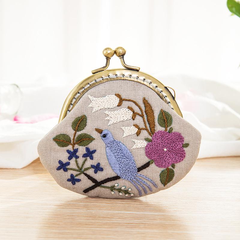 Handmade Suzhou Embroidery 3D Kiss Lock Purse DIY Kit - Ancient Korean Style Coin Bag