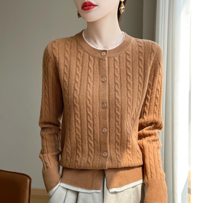 Dámský volný pletený dvoudílný svetr kardigan se sametovým topem