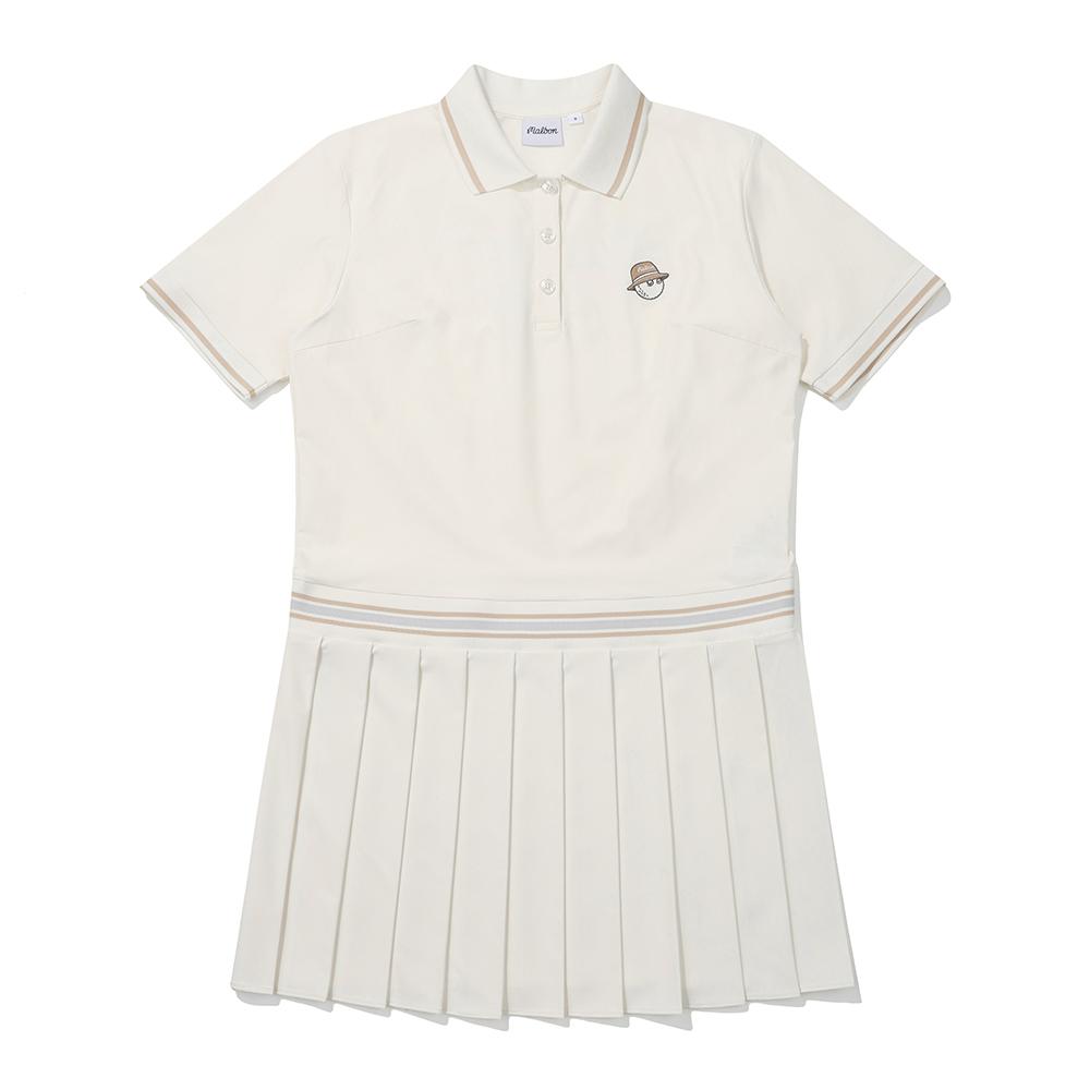 MALBON GOLF Open Collar Pleated Dress Cream (Woman)