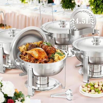 4.5L 304 Tray Set Large Capacity Round Stove Insulated Buffet Stove Set Stainless Steel Buffet Stove Chafing Dish Buffet